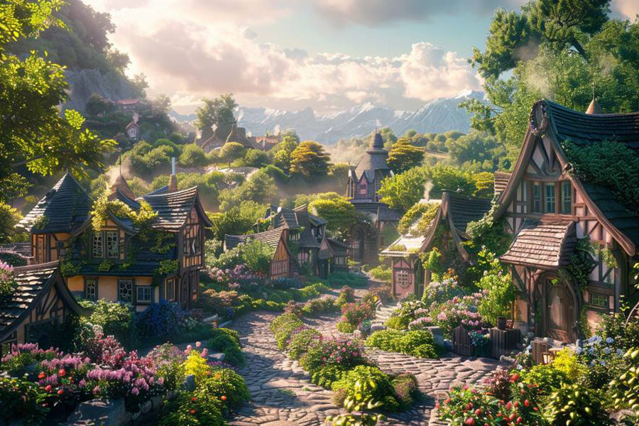 Bellissimo villaggio fantasy