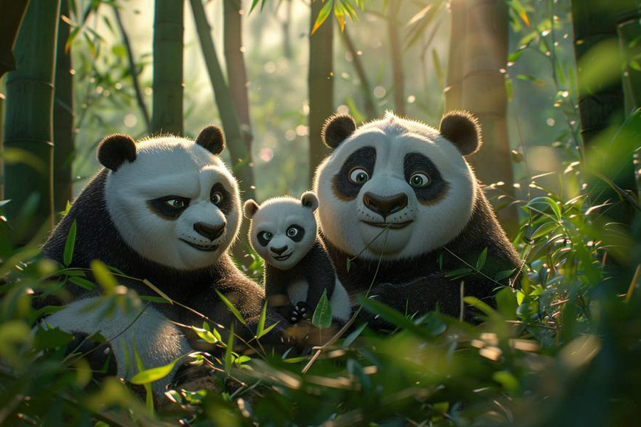 Een pandafamilie