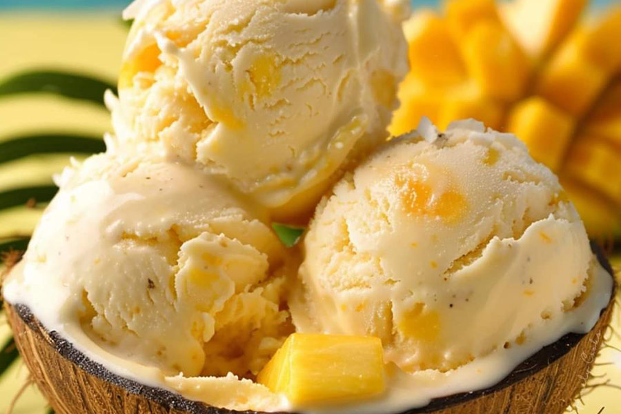 Kokos-mango-ijs