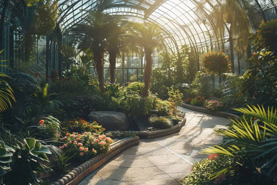 Un bellissimo giardino botanico con una vasta gamma di esotici