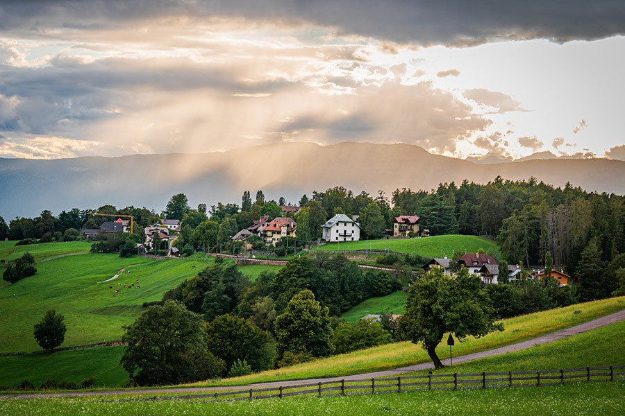 Paesaggio dell'Italia al tramonto