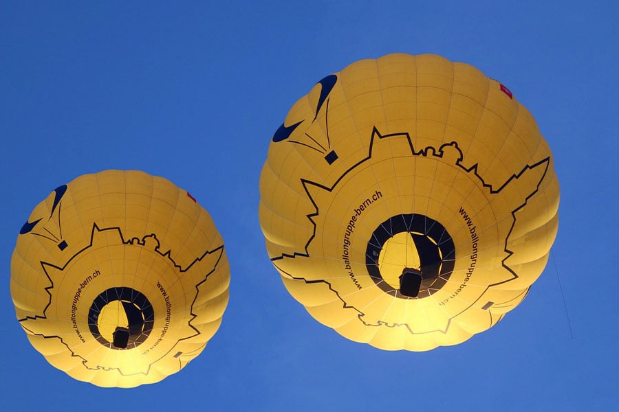 Globo aerostático amarillo de Ballongruppe Bern