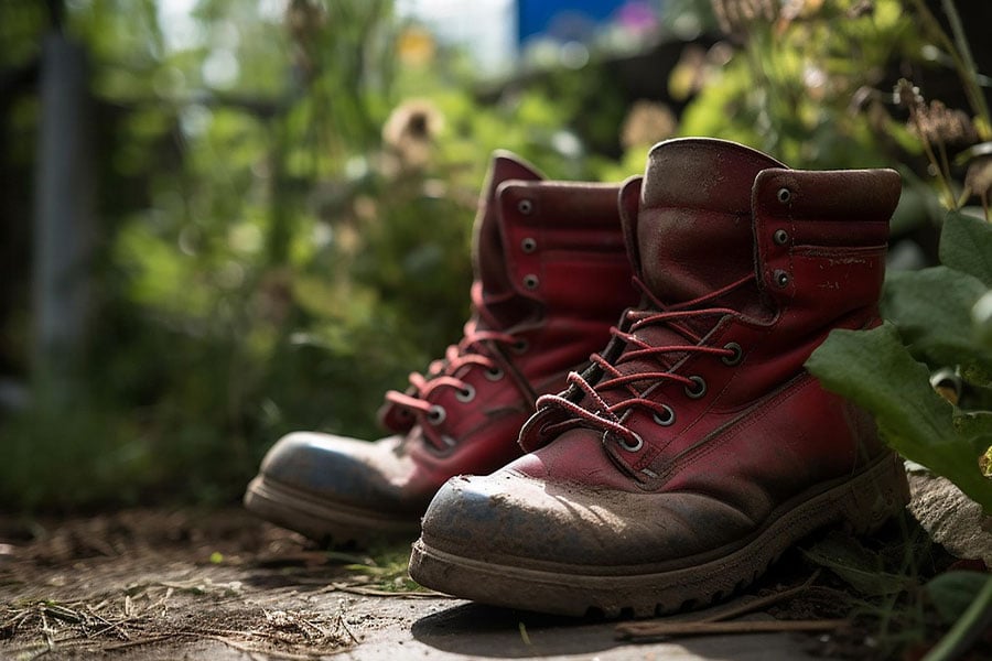 Dos viejas botas rojas olvidadas