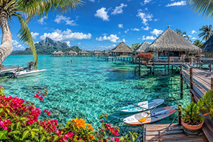Bungalows sobre el agua en Bora Bora