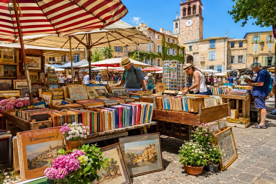 Mercado de libros antiguos francés