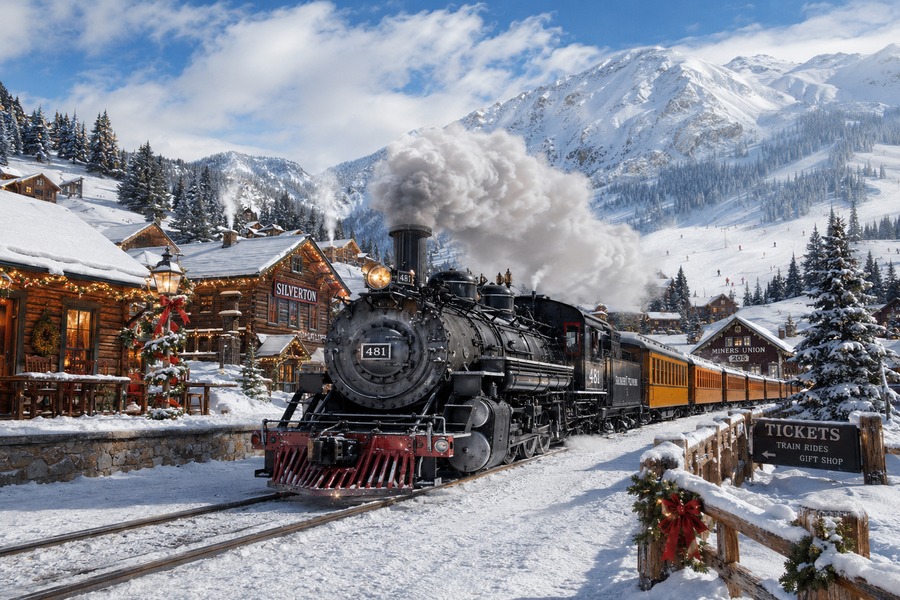 Tren de vapor de Silverton nevado