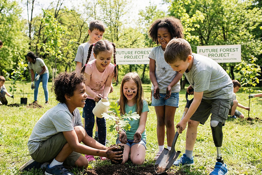 Momento educativo para niños al aire libre