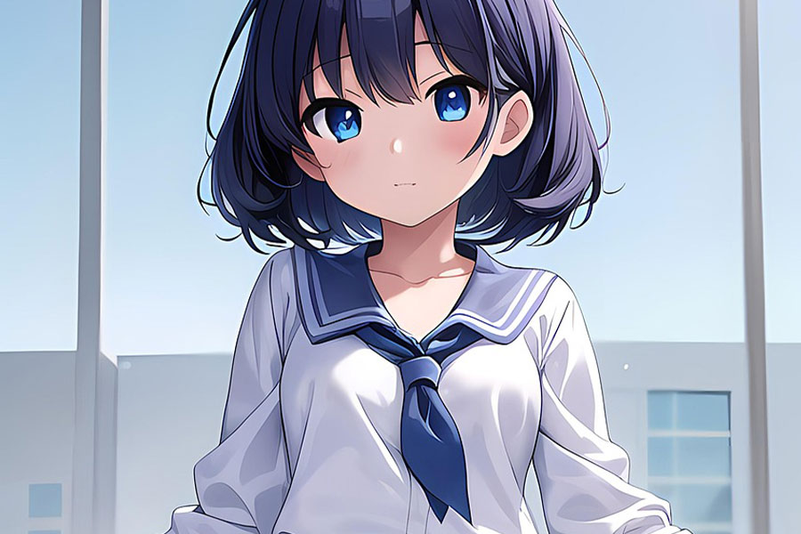 Linda chica anime con uniforme escolar