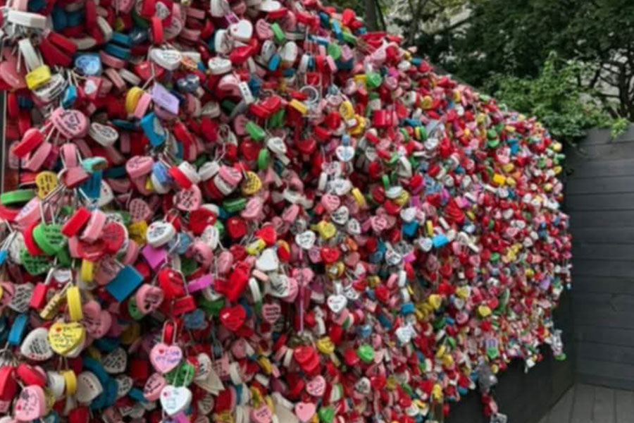 Una imagen de candados de amor