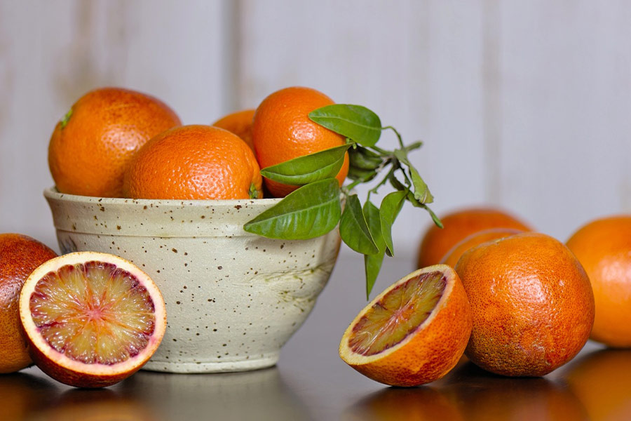 Fruta cítrica naranja sanguina