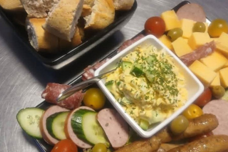 Platter with various snacks appetisers starters