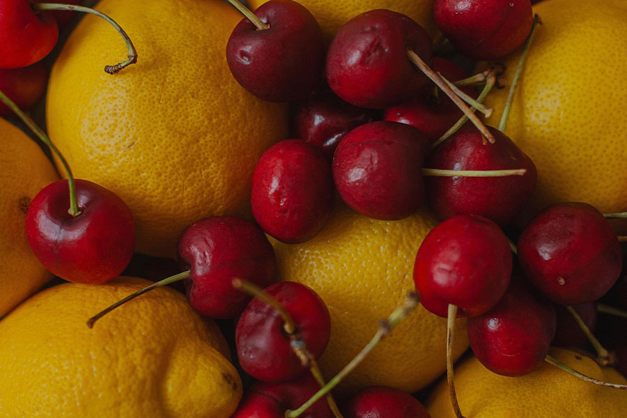 Lemons and cherries fruits