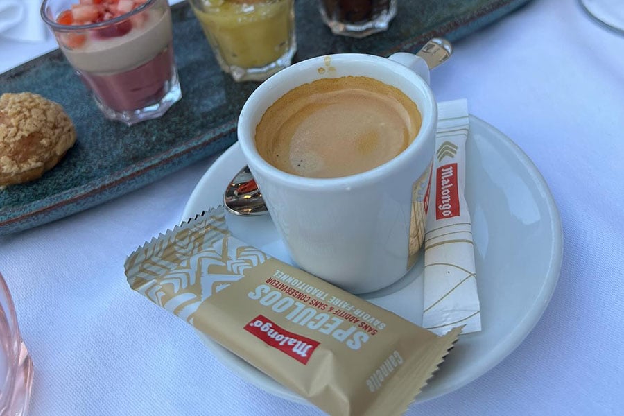 Coffee with biscuit sugar