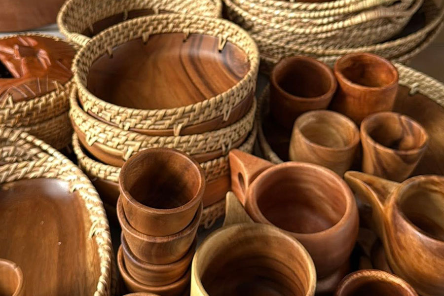 Handmade wooden and woven items