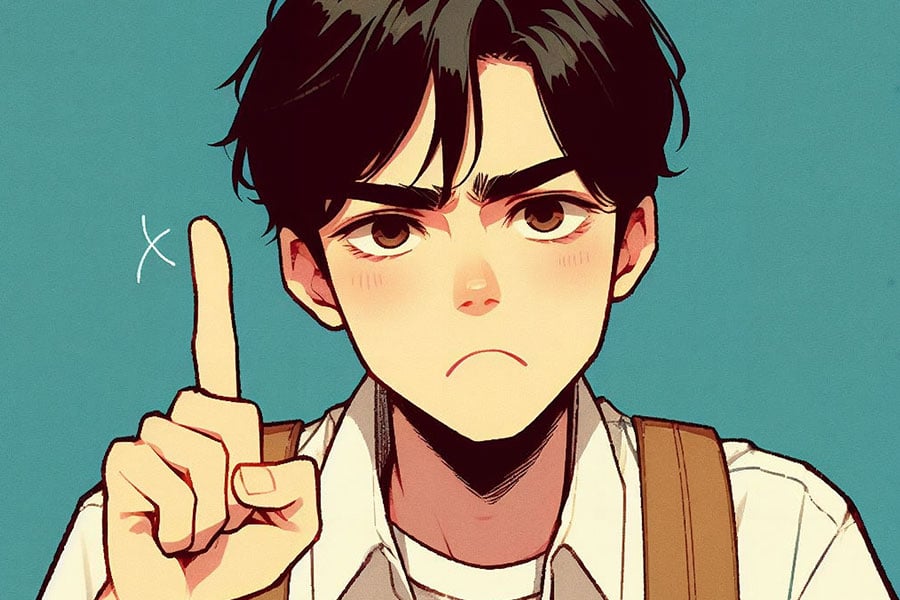 Man anime with pointer finger