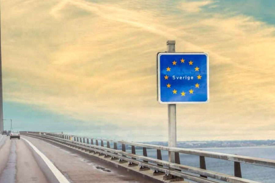 Landschaft der Straßenbrücke verbindet Dänemark Schweden