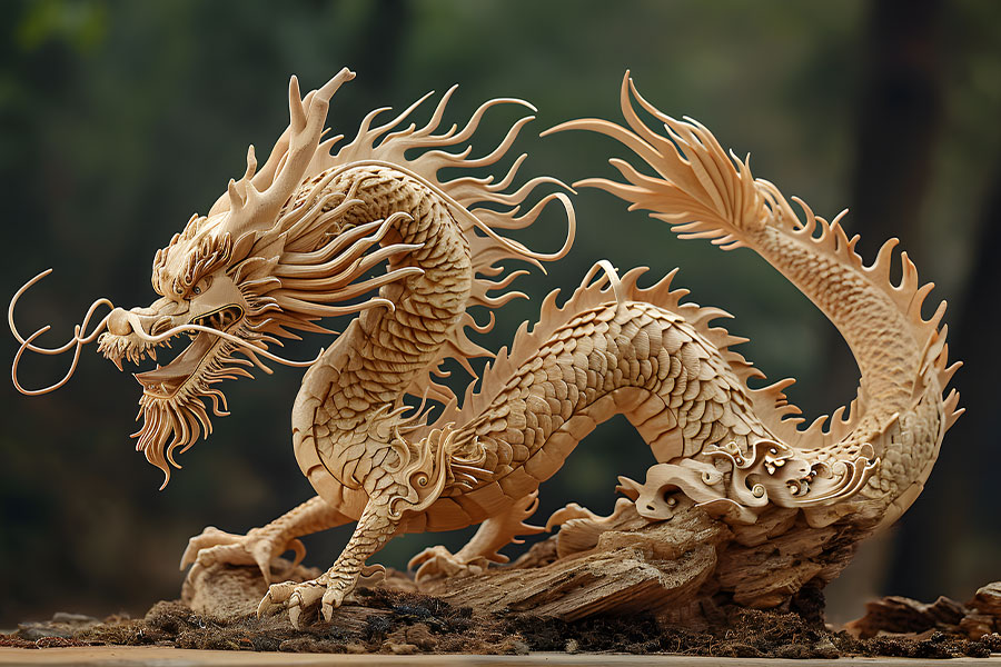Scuplted wooden dragon