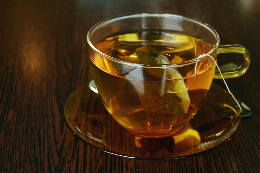 Tea bags transparent cups