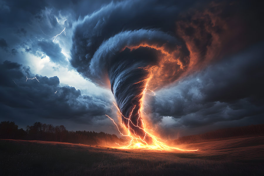 Fire like black tornado