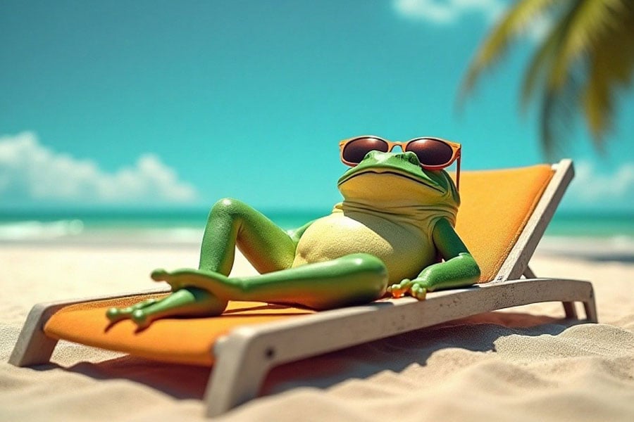 Summer frog relaxing
