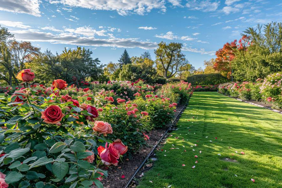 Rose garden fully manicured