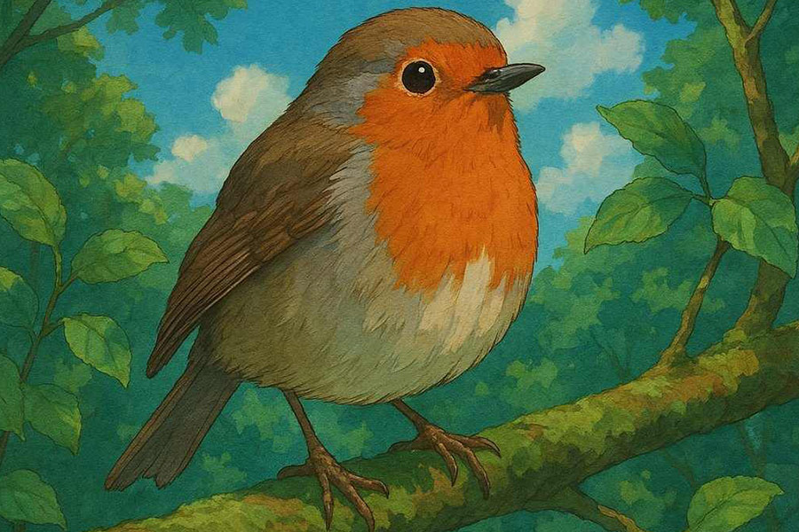 Painting of little robin