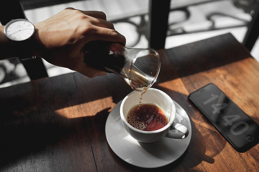 Fresh black coffee to drink