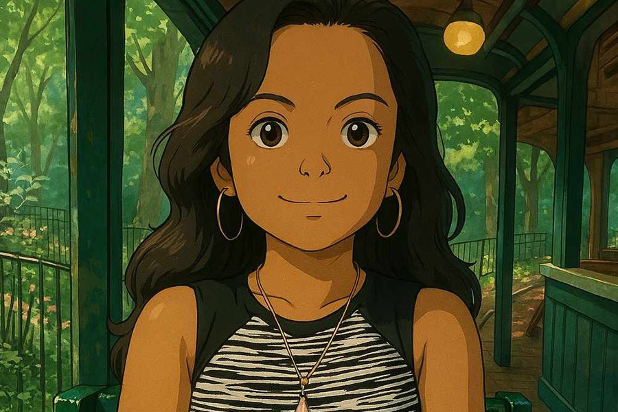 Anime picture sitting woman