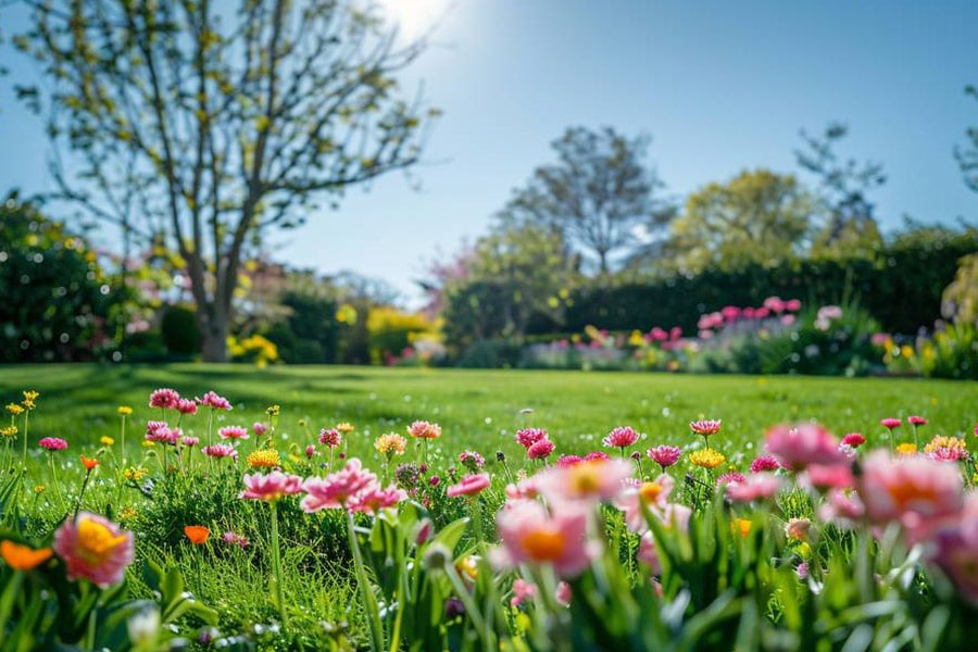 Fleurs dans le jardin sous le soleil