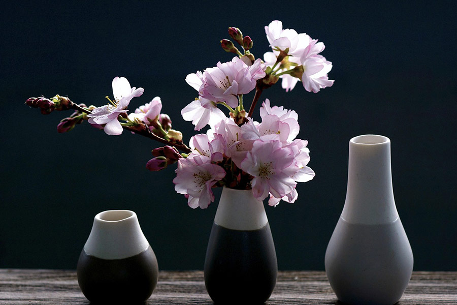 Pink flower cherry blossoms vase decoration