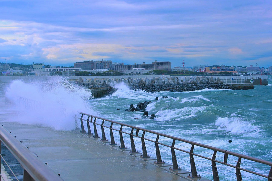 Typhoon effect sea storm