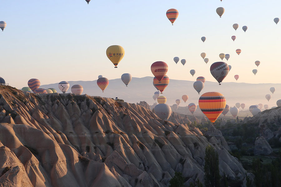 Hot air balloons nature flying
