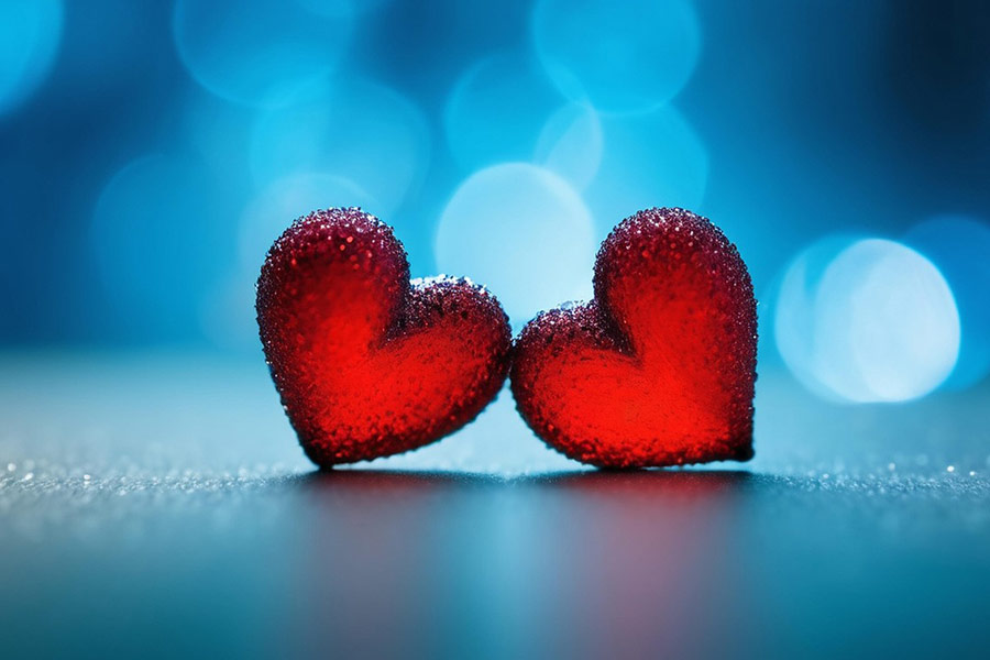 Two heart shape side by side love