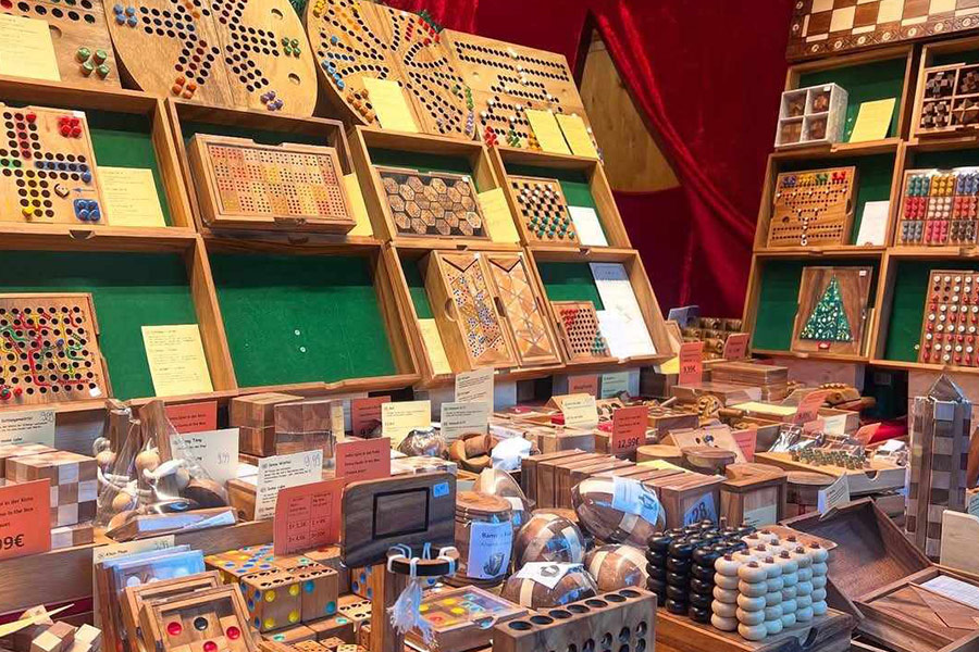 Assortment of decorative wooden arts to play