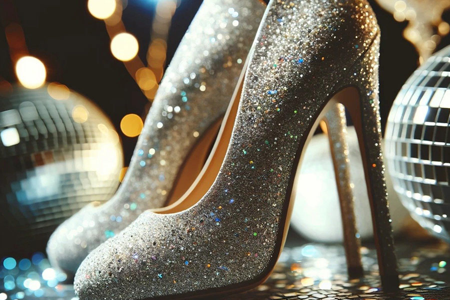 Glittered high heels shoes