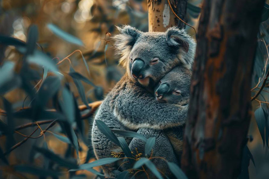 Madre koala con su cría