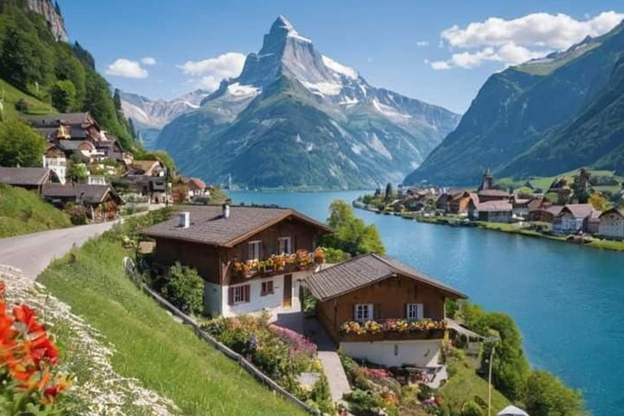 Paesaggio e fiume della Svizzera
