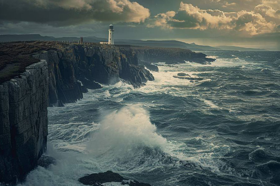 Rugged coastline with dramatic cliffs
