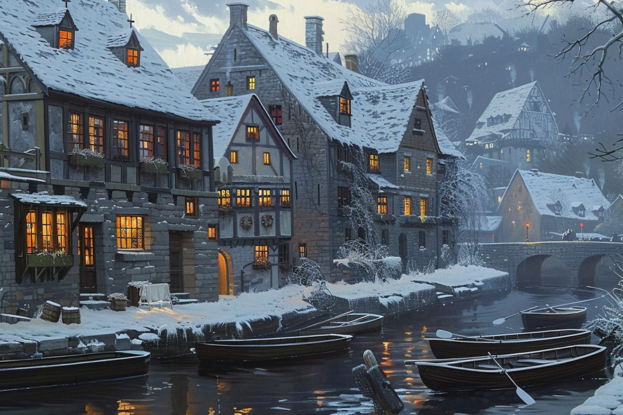 Winterhäuser neben dem See