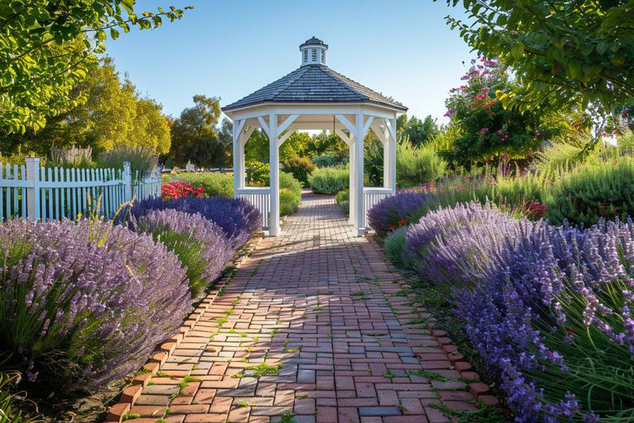 Garden of blooming lavender