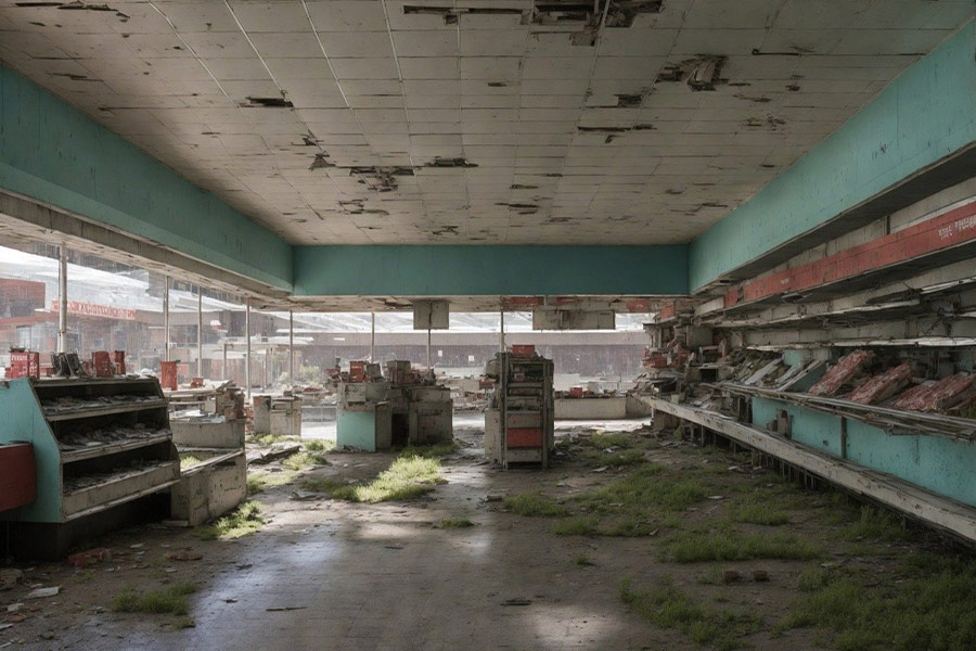 Verlassener Lebensmittelladen