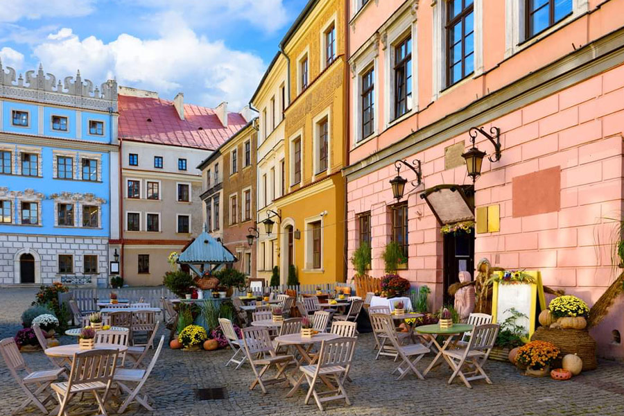 Straßencafé in Lublin, Polen