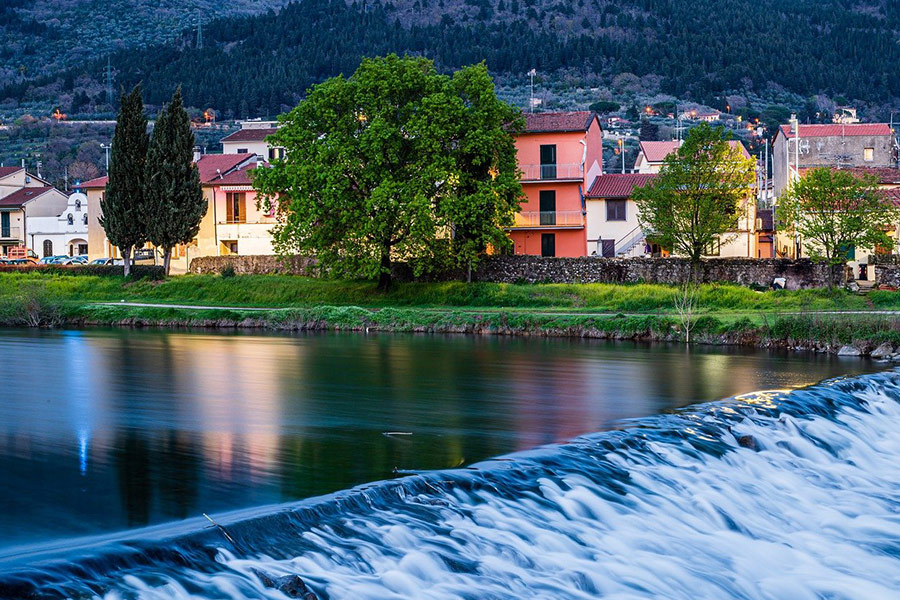Houses nature flowing water