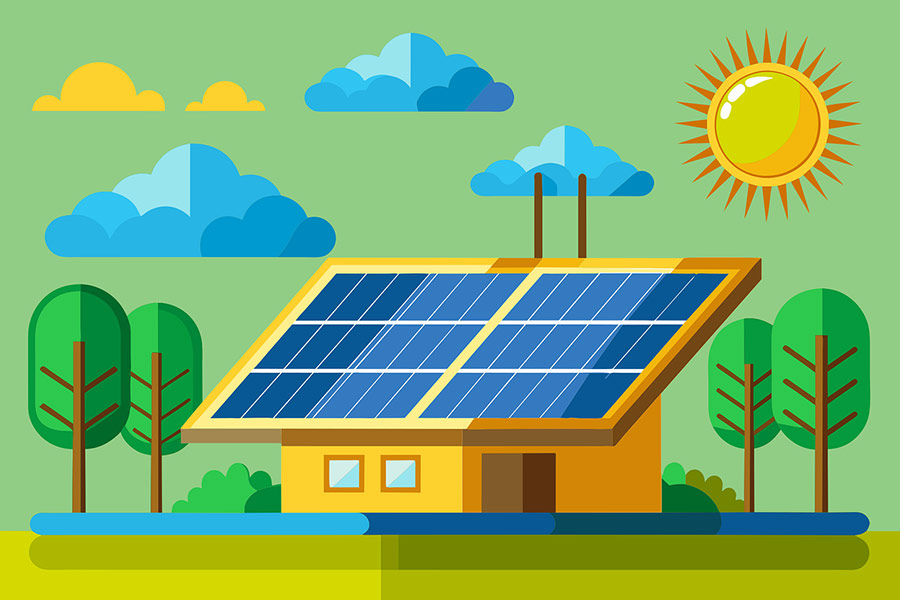 Solarmodule, erneuerbare Energie, Photovoltaikzellen, Grafik