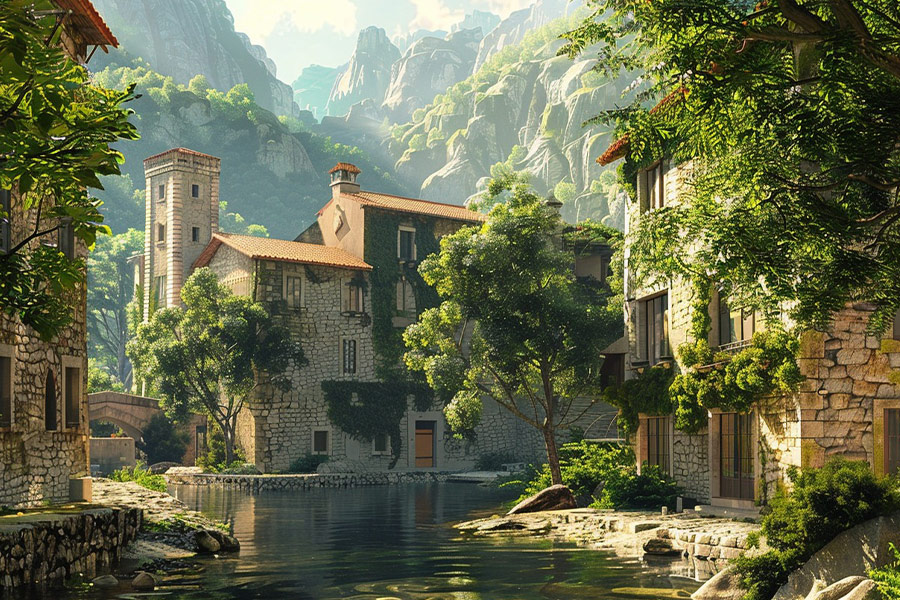 Beautiful houses sorrounding